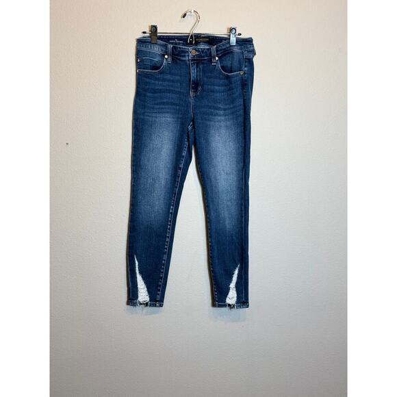 Liverpool Abby jeans blue denim high rise shredded hem Ankle Skinny  Sz 10/30 - Picture 2 of 11